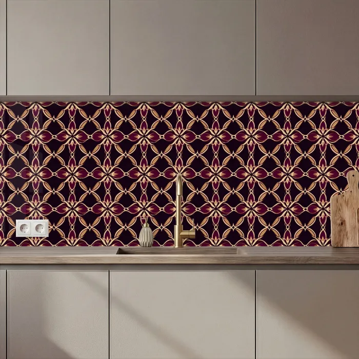 Symmetrisch - Tegel - Burgundy keuken achterwand 2 middel 871 zz_3dshopping