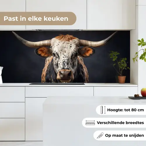 Stier - Kleurrijk - Hoorns keuken achterwand 2 middel -sfeer4_NL