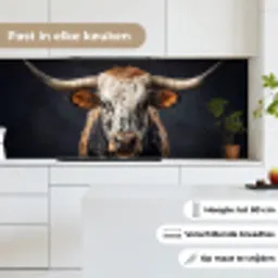 Stier - Kleurrijk - Hoorns keuken achterwand 2 middel -sfeer4_NL
