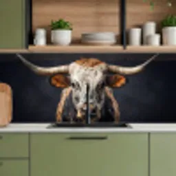 Stier - Kleurrijk - Hoorns keuken achterwand 2 middel -sfeer3