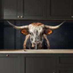 Stier - Kleurrijk - Hoorns keuken achterwand 2 middel -sfeer1