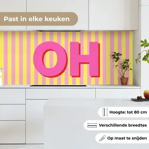 Tekst - Strepen - Roze keuken achterwand 2 middel -sfeer4_NL