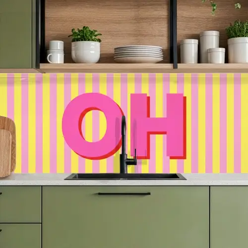 Tekst - Strepen - Roze keuken achterwand 2 middel -sfeer3
