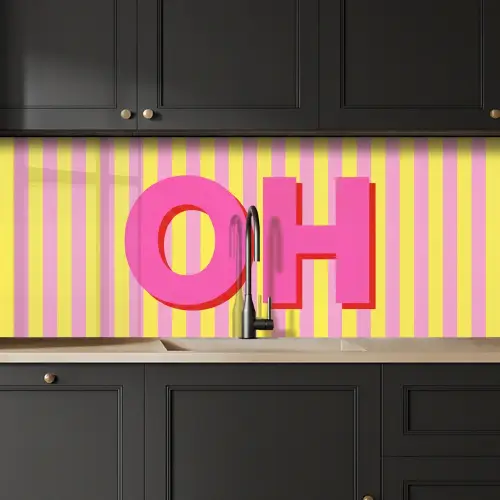 Tekst - Strepen - Roze keuken achterwand 2 middel -sfeer1
