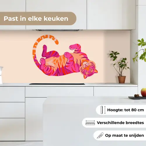 Tijger - Roze - Oranje keuken achterwand 2 middel -sfeer4_NL
