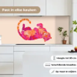 Tijger - Roze - Oranje keuken achterwand 2 middel -sfeer4_NL