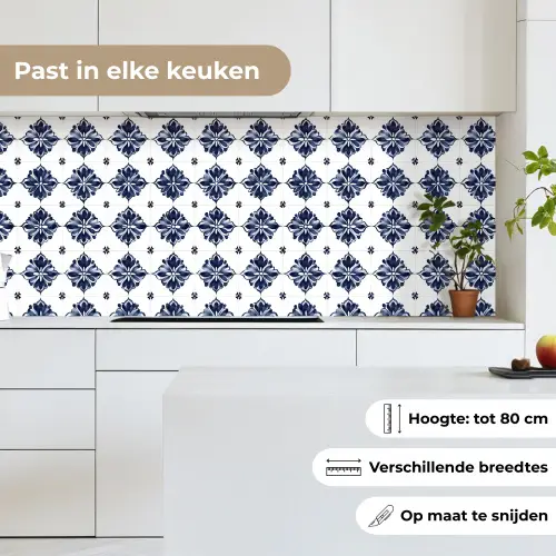 Tegelmotief - Blauw - Wit - Bloem keuken achterwand 2 middel 871 -sfeer4_NL
