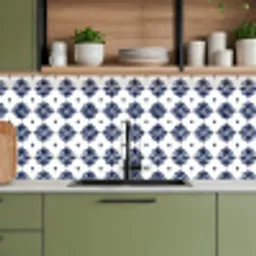 Tegelmotief - Blauw - Wit - Bloem keuken achterwand 2 middel 871 -sfeer3