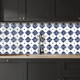 Tegelmotief - Blauw - Wit - Bloem keuken achterwand 2 middel 871 -sfeer1