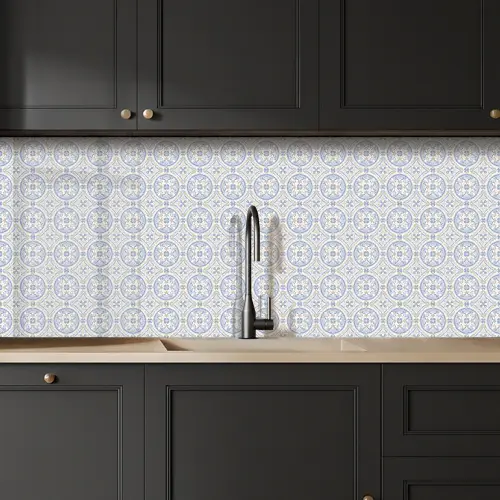 Tegel - Patroon - Beige - Blauw keuken achterwand 2 middel 871 -sfeer1