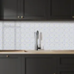 Tegel - Patroon - Beige - Blauw keuken achterwand 2 middel 871 -sfeer1