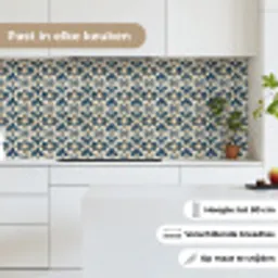 Tegel - Patroon - Blauw - Beige keuken achterwand 2 middel 871 -sfeer4_NL