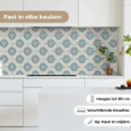 Tegel - Patroon - Blauw - Goud keuken achterwand 2 middel 871 -sfeer4_NL