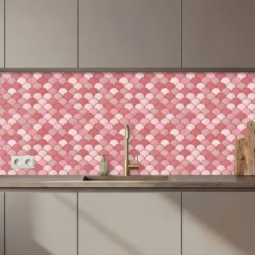 Tegel - Patroon - Roze - Goud keuken achterwand 2 middel 871 zz_3dshopping