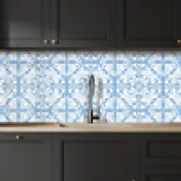 Tegel - Patroon - Wit - Blauw keuken achterwand 2 middel 871 -sfeer1