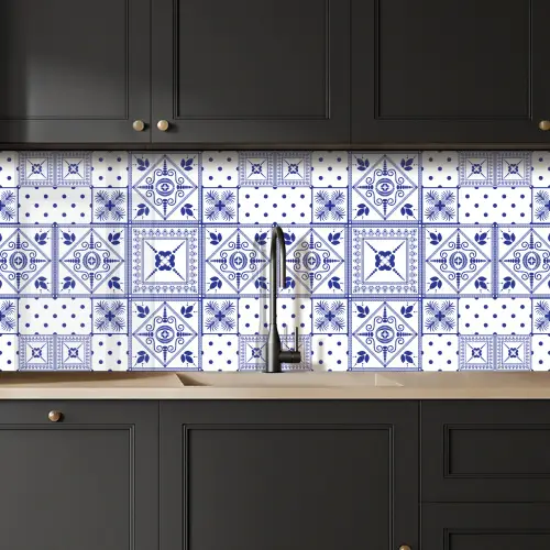 Tegels - Patronen - Delfts Blauw keuken achterwand 2 middel 871 -sfeer1