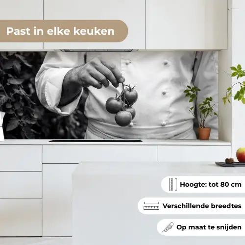 Tomaten - Chef - Zwart - Wit keuken achterwand 2 middel -sfeer4_NL