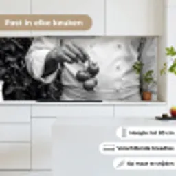 Tomaten - Chef - Zwart - Wit keuken achterwand 2 middel -sfeer4_NL