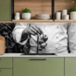 Tomaten - Chef - Zwart - Wit keuken achterwand 2 middel -sfeer3