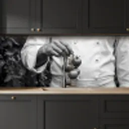 Tomaten - Chef - Zwart - Wit keuken achterwand 2 middel -sfeer1