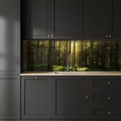 Bomen - Bos - Mos - Planten - Zon - Natuur keuken achterwand 2 groot -sfeer1