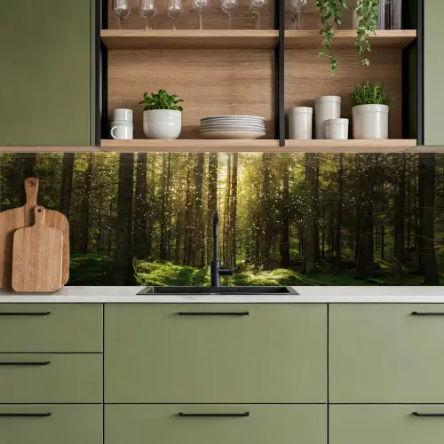 Bomen - Bos - Mos - Planten - Zon - Natuur keuken achterwand 2 groot -sfeer3