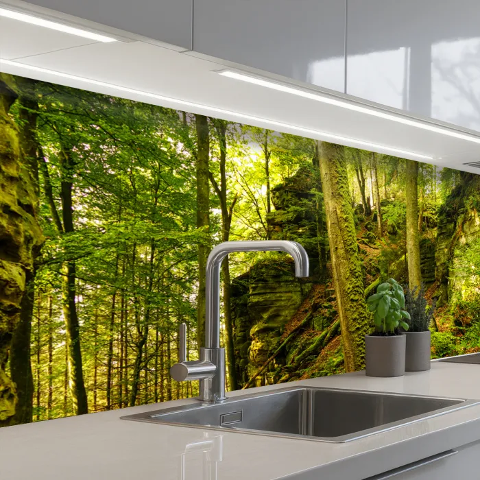 Bomen - Steen - Bos - Natuur - Planten keuken achterwand 2 groot -3d_schuin