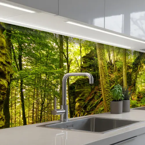 Bomen - Steen - Bos - Natuur - Planten keuken achterwand 2 groot -3d_schuin