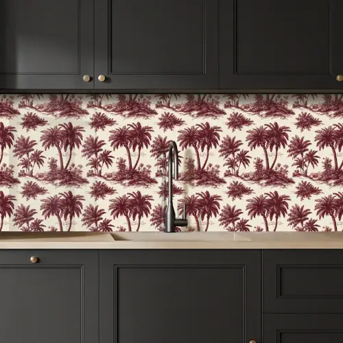 Tropisch - Geometrisch - Bordeauxrood keuken achterwand 2 middel 871 -sfeer1
