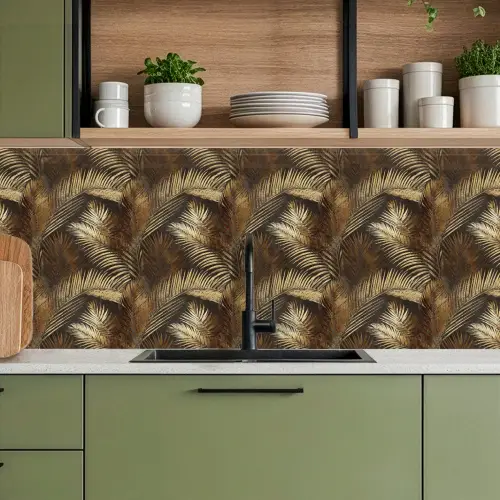 Tropisch - Bladeren - Goud keuken achterwand 2 middel 871 -sfeer3