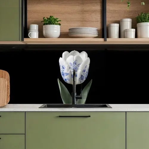 Tulp - Patroon - Blauw keuken achterwand 2 middel -sfeer3