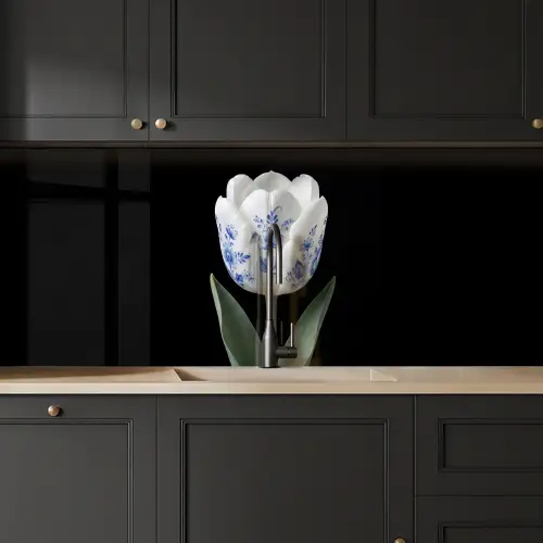 Tulp - Patroon - Blauw keuken achterwand 2 middel -sfeer1