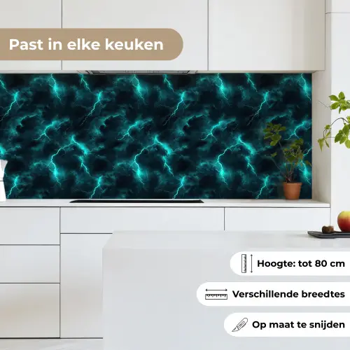 Turquoise - Bliksem - Wolken keuken achterwand 2 middel 871 -sfeer4_NL