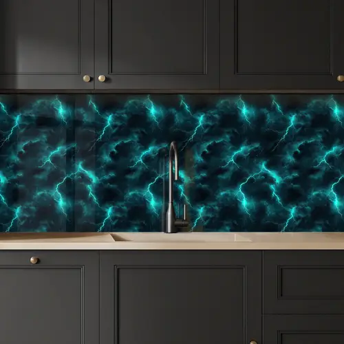 Turquoise - Bliksem - Wolken keuken achterwand 2 middel 871 -sfeer1