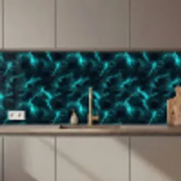 Turquoise - Bliksem  - Wolken keuken achterwand 2 middel 871 zz_3dshopping