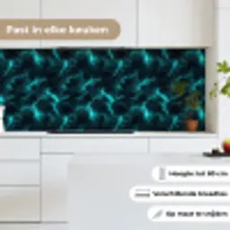 Turquoise - Bliksem  - Wolken keuken achterwand 2 middel 871 -sfeer4_NL