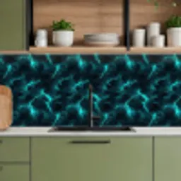 Turquoise - Bliksem  - Wolken keuken achterwand 2 middel 871 -sfeer3