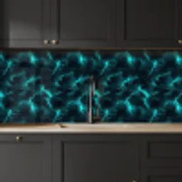 Turquoise - Bliksem  - Wolken keuken achterwand 2 middel 871 -sfeer1