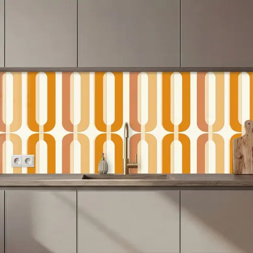 U-vorm - Retro - Oranje keuken achterwand 2 middel 871 zz_3dshopping