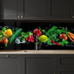 Groente - Splash - Zwart keuken achterwand 2 middel -sfeer1