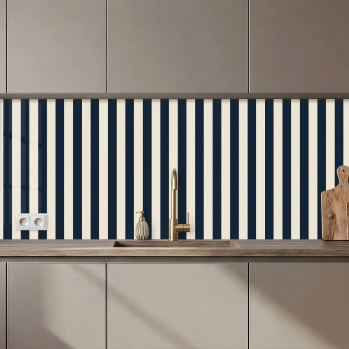 Verticale strepen - Blauw - Crème keuken achterwand 2 middel 871 zz_3dshopping