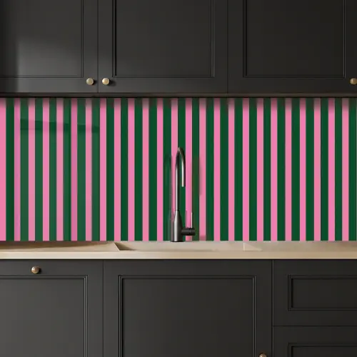 Verticale strepen - Groen - Roze keuken achterwand 2 middel 871 -sfeer1