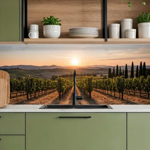 Wijngaard - Zonsondergang - Landschap keuken achterwand 2 middel -sfeer3