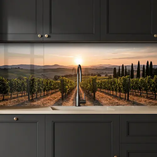 Wijngaard - Zonsondergang - Landschap keuken achterwand 2 middel -sfeer1