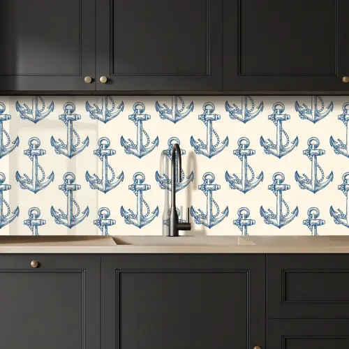 Vintage - Anker - Strand - Zee - Patronen keuken achterwand 2 middel 871 -sfeer1