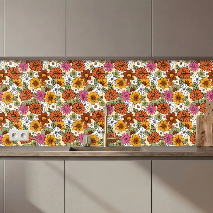 Vintage - Bloemen - Patronen keuken achterwand 2 middel 871 zz_3dshopping