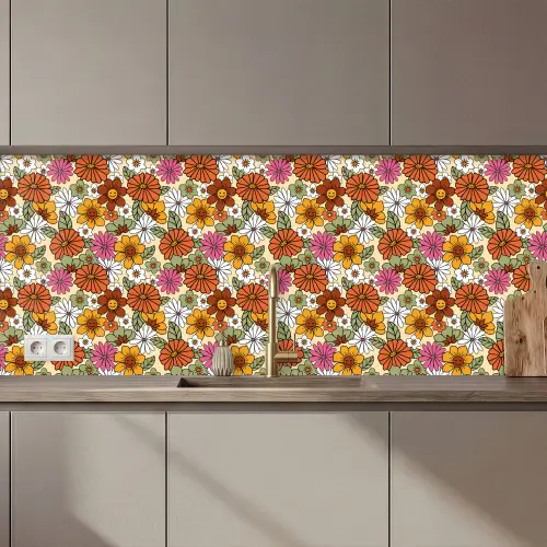 Vintage - Bloemen - Patronen keuken achterwand 2 middel 871 zz_3dshopping