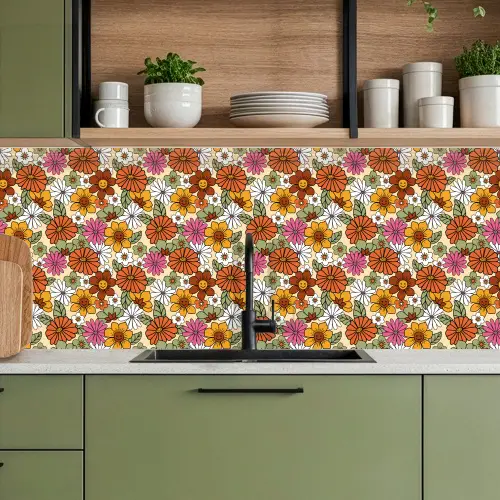 Vintage - Bloemen - Patronen keuken achterwand 2 middel 871 -sfeer3