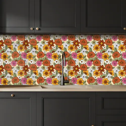 Vintage - Bloemen - Patronen keuken achterwand 2 middel 871 -sfeer1