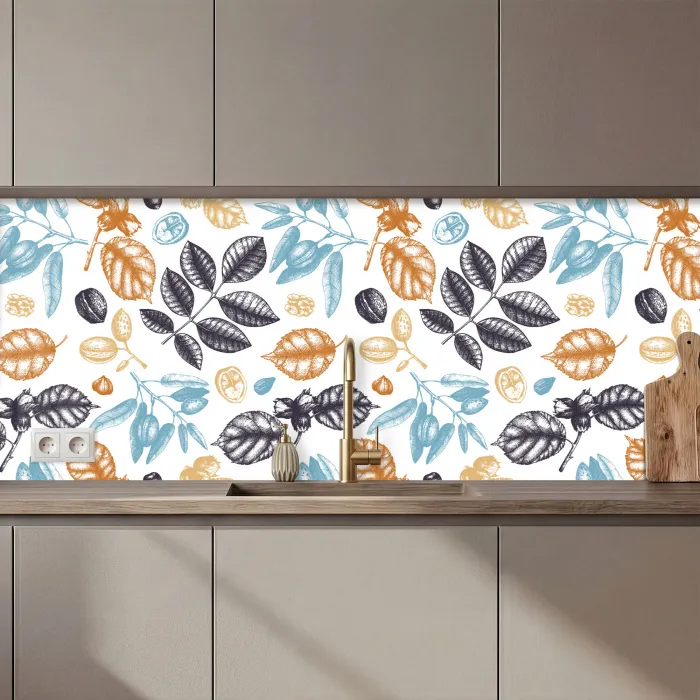 Vintage - Bladeren - Noot - Patronen keuken achterwand 2 middel 871 zz_3dshopping